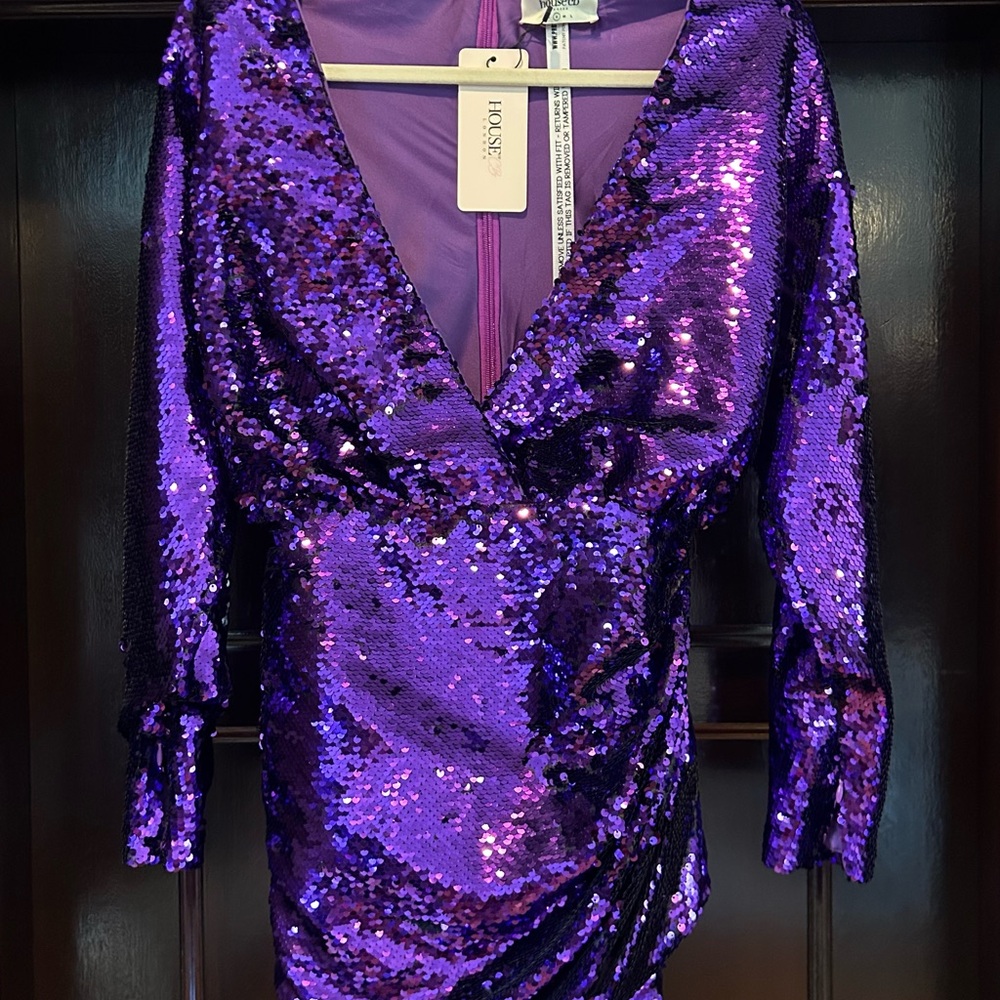 House of CB Shimmering Purple Sequin Dress